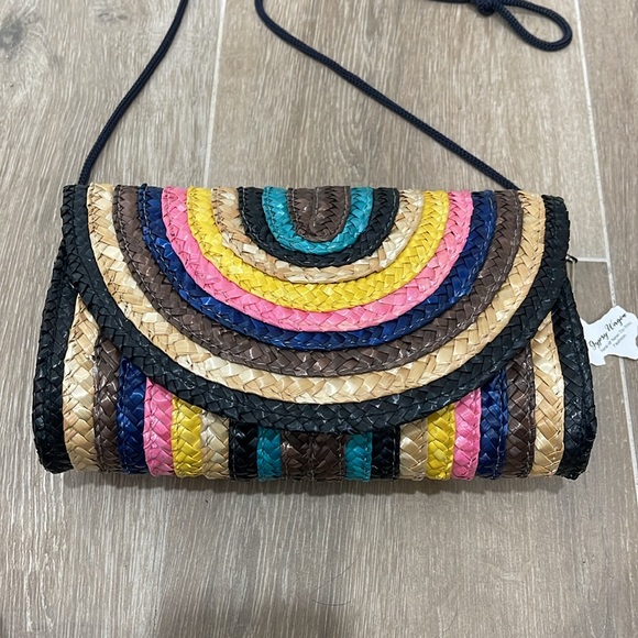 Rainbow Weave Straw Crossbody Bag - Picture 3 of 6